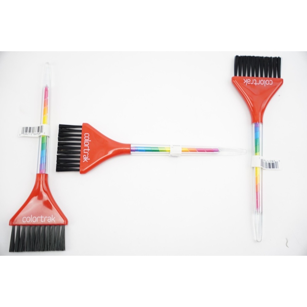 New Colortrak Rainbow Hair Color Brush Ultra Soft Black Bristles 3-Pack